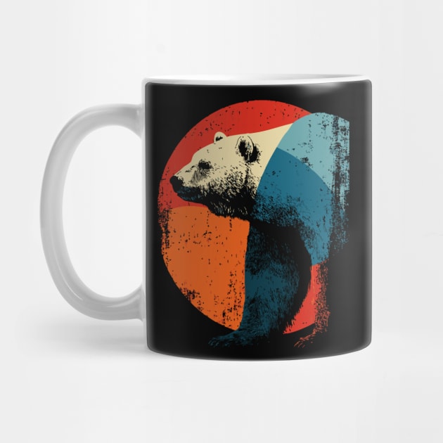 Retro Polar Bear Graphic Art with Vintage Sunset by TuncGK